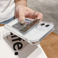 Phone Case For IPhone 12 13 14 Mini Case For iphone Cute Case Cover Soft Silicone Wallet Card Holder Clear Heavy Duty Protective Crystal Clear Back Cover with Shockproof Bumper Case
