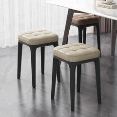 Stacking Stools,PU Leather Square Nesting Four-Legged Stool with Padded Stools Plastic Stackable Stool, Portable Breakfast