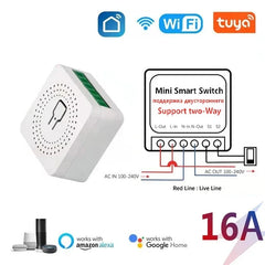 16A Tuya WiFi Smart Switch Module 2-way Control Mini Switch Breaker Smart Life Work With Alexa Google Alice