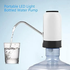 USB Rechargeable Electric Water Bottle Pump - Portable LED Light Drinking Water Dispenser for Home & Office, White & Black