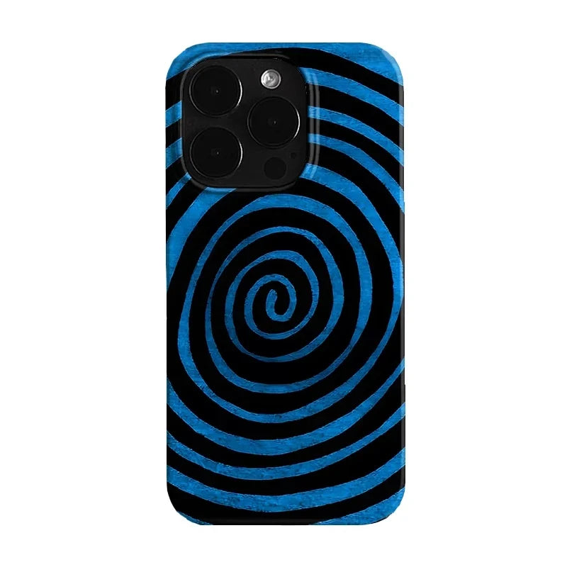 Black Blue Rotating Thread Art Niche Creative Cute Phone Case For iPhone 17 16 15 14 13 12 11 Pro XS Max XR 7 8 Plus MINI Cover