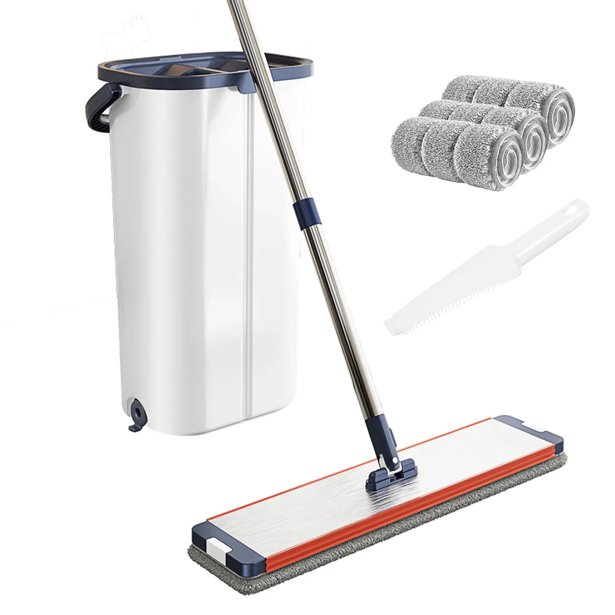 Magic Flat Squeeze Mop With Bucket Hand Free Lazy Cleaning Mop Microfiber Rotating Self Wringing Mop House Cleaning Spin bucket