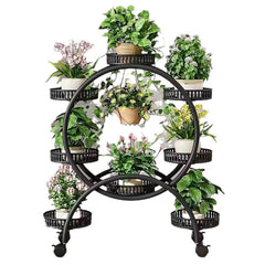 Metal Multi Tiers Rolling Plant Stand Indoor Outdoor Plant Shelf Pot Holder Home Living Room Balcony Plant Stand Outdoor