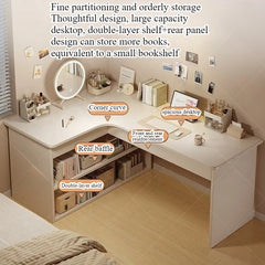 Computer desk Desktop Home bedroom Bookshelf Integrated student learning to write Corner Multifunctional office desk