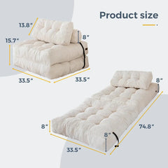 Folding Sofa Bed, Convertible Sleeper Chair with Pillow Foldable Matress, Portable Fold Out Chair Bed Comfy Floor Sofa Lounge
