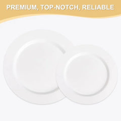 200 PCS Plastic Plates Premium Heavy Duty Disposable Plates for Party 100 Dinner Plates and 100 Salad Dessert Plates Sturdy Har