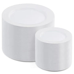 200 PCS Plastic Plates Premium Heavy Duty Disposable Plates for Party 100 Dinner Plates and 100 Salad Dessert Plates Sturdy Har