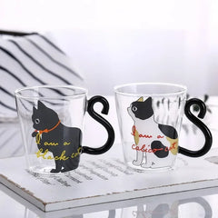 JUSTINLAU 3D Cat Tail Coffee Mug 250ml High Borosilicate Glass Heat-resistant Water Cups Home Breakfast Milk Cup for Cat lover