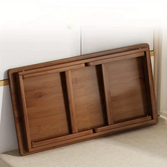 Versatile Foldable Coffee Table - Brown, Bamboo Top, Contemporary Style for Bay Window, Balcony, or Study Area