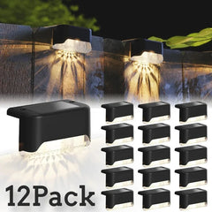4/8/12Pack Solar Deck Lights, Auto On/Off Outdoor Waterproof Solar Step Wall Lights for Stairs Fence Yard Pathway Decoration