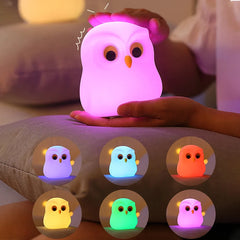 Owl Night Light Cute Silicone Night Lamp Rechargeable RGB Ambience  Lamp Room Decoration Funny Animal Children Night Light Gift
