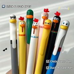 4pcs Writing Pen, Cute and Funny Styling Pen Creative Rotating Gel Pen Chicken Pressing Gel Pen 0.5mm Black Office Supplies