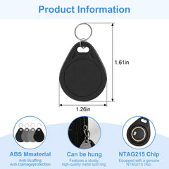 NTAG215 NFC KeyFob Waterproof Rewritable Keychain 504 Bytes Compatible with Amiibo & Apple Shortcuts for iOS Android