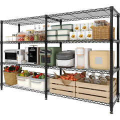 Heavy Duty 4-Tier Storage Shelves Adjustable Metal Wire Shelf, 1060 lbs Capacity Ideal for Kitchen, Pantry, Garage