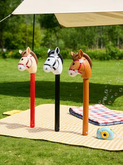 3PCS Inflatable Horsehead Stick, Cute Brown Horsehead Stick, Suitable For Cowboy Themed Birthday Party Decoration