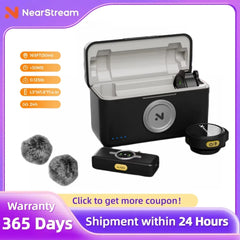 NearStream AWM25T 1-to-2 Magnetic Wireless Lavalier Microphone, ENC Noise Canceling, 65Ft Low Latency, 24H Battery Charging Case, One-Tap Mute, Plug & Play Mic for iPhone Android Laptop PC