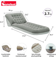 Camebust Inflatable Airbed, Adjustable Outdoor Camping Mattress, Thickened Flocked Pvc Material, Portable Travel Sleeping Pad