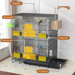 Large Parrot Bird Cage Multi Level Double Deck Luxury Spacious Removable Tray Easy Clean Indoor Outdoor Cockatiel Budgie