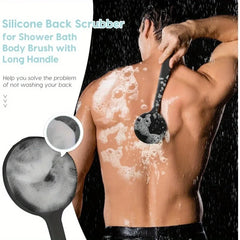 Cepillo de silicona para la espalda para la ducha, mango largo, limpieza profunda y exfoliación corporal, masaje, cerdas suaves de doble cara