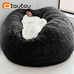 OTAUTAU 5ft Giant Fluffy Faux Bunny Fur Bean Bag Cover Winter Christmas Pouf Cover DD003【No Filler!Need uy Filler By Yourself!】