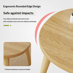 Children Table Kids Study Desk Oval Solid Wood Legs Easy Assembly Small Writing Reading Play Toy Home Side Table Kids Desk