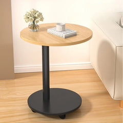 Modern Round Dining Table Portable Foldable Wheeled Side Table Coffee Table Bedside Table Living Room Balcony Sofa End Table