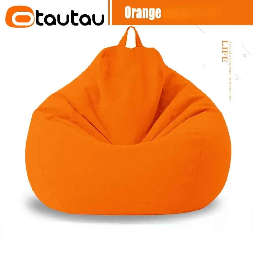 OTAUTAU Big Cotton Linen Bean Bag Cover without Filler Corner Seat Lazy Beanbag Chair Pouf Salon Ottoman Puff Lounger Sac DD002