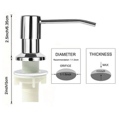Stainless Steel Press Head Soap Dispenser for Kitchen Sink Soap Dispenser Extension Tube kit Under Sink Soap Dispenser Pump