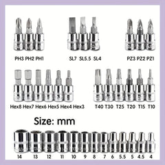 46-Piece Auto Maintenance Repair Combination Ratchet Wrench Toolbox, Vehicle-Mounted Socket Repair Set for Auto Maintenance