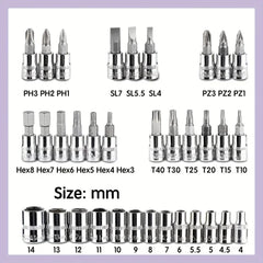 46 Piece Set of Combination Tools, Screwdriver Set, Ratchet Wrench, Multifunctional Repair, Home Installation, Socket Wrench