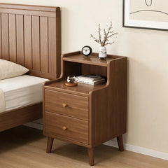 Modern New Chinese Style Nightstand - Narrow Solid Wood Bedside Table with Storage Drawer, Minimalist Bedroom Furniture