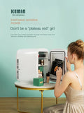Mini refrigerator for storing facial masks, facial creams and cosmetics. Beauty refrigeration for skin care cosmetics.