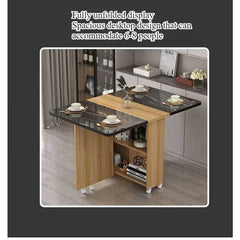 Folding dining table household small apartment movable pulley retractable rectangular simple multi-functional eating table