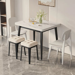 Stacking Stools,PU Leather Square Nesting Four-Legged Stool with Padded Stools Plastic Stackable Stool, Portable Breakfast