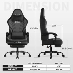 Gaming Chair, Big and Tall Gaming Chairs for Adults with Footrest and Lumbar Support, Comfortable Ergonomic Computer Chair