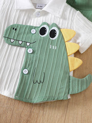 Baby Boy Three-Piece Set: Dinosaur Short-Sleeved Shirt + Shorts + Sun Hat, Cute Summer Outfit, Soft and Breathable Fabric