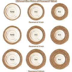 Round Woven Placemat Boho Rattan Placemats Natural Water Hyacinth Placemat Farmhouse Weave Place Mats Braided Wicker Table Mats
