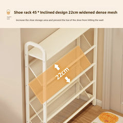 Steel shoe rack household door simple storage space saving metal multi-layer narrow shoe cabinet