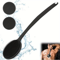 Cepillo de silicona para la espalda para la ducha, mango largo, limpieza profunda y exfoliación corporal, masaje, cerdas suaves de doble cara