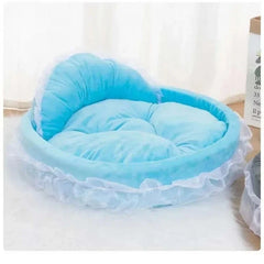 3D Fantasy Bow Lace Pet Bed for Dogs Romantic Detachable Oval Princess Pet Bed Dog Soft Sofa Nest Pet Wedding Furniture 1pc