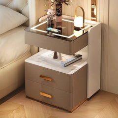 Smart bedside table with sensor light fingerprint lock Bluetooth speaker USB interface wireless charging bedroom bedside table