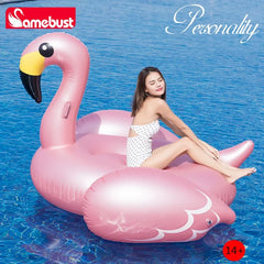 Camebust Rose Golden Inflatable Flamingo Swimming Ring for Summer Outdoor Pool Party Beach Party Decoration Floating Toy