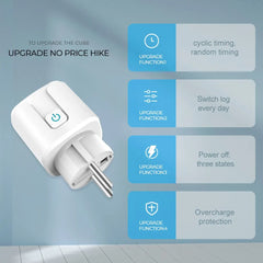 Tuya Zigbee Smart EU Socket 20A WiFi Plug Power Monitoring Smart Home Voice Control Compatible with Google Assistant And Alexa