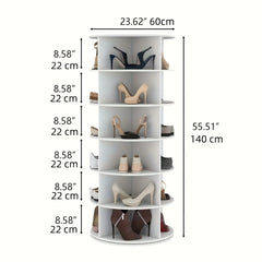 6-Tier Spinning Shoe Rack Organizer - 360 Rotating Tower with Lazy Susan, Heavy Duty Metal Storage for Living Room & Hallway