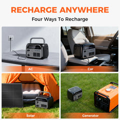 CTOLITY AP400 345.6Wh Portable Power Station 500W Power bank, LiFePO4 Solar Generator with 150W Solar Input, UPS Backup Battery, Wireless Charging, AC/DC/USB Output for Camping Home Emergency
