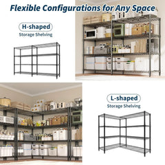 Heavy Duty 4-Tier Storage Shelves Adjustable Metal Wire Shelf, 1060 lbs Capacity Ideal for Kitchen, Pantry, Garage