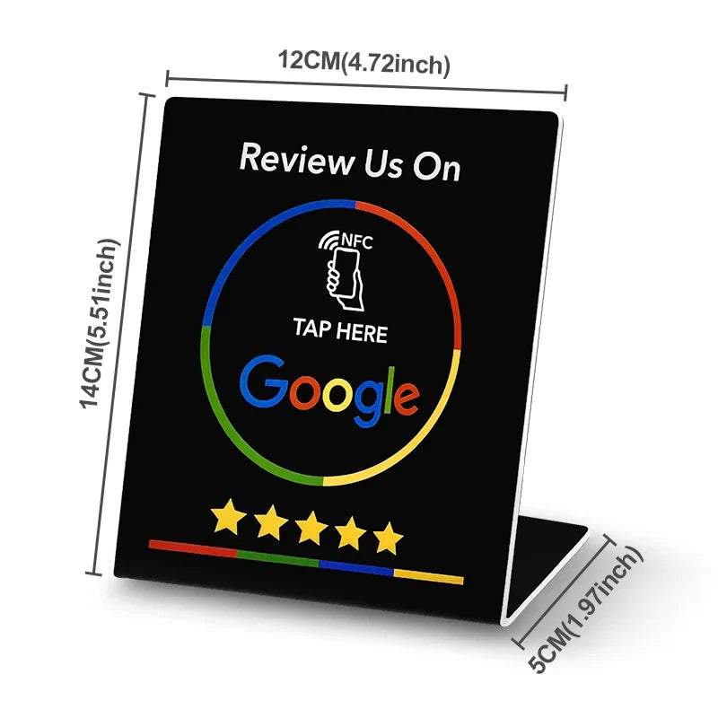 NFC 13.56Mhz programmable Google Review Card Station Table Tap Card NFC215 Chip 504Bytes RFID NFC Google Review stand display