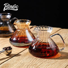 Bincoo 500ml / 600ml Glass Hand Drip Coffee Pot Carafe Share Pot Pour Over Coffee Server Drip Coffee Pot