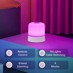 GGbingo Touch Night Light Rechargeable Remote Control Night Light RGB Dimmable Table Lamp Ambient Light for Bedroom Living Room