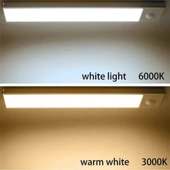 PIR Motion Sensor LED Under Cabinet Lamp Dimmable Rechargeable Night Light Stairs Closet Room Aisle Tube Bar Detector Bulb